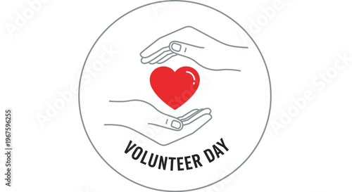 Volunteer day logo with heart and hands.