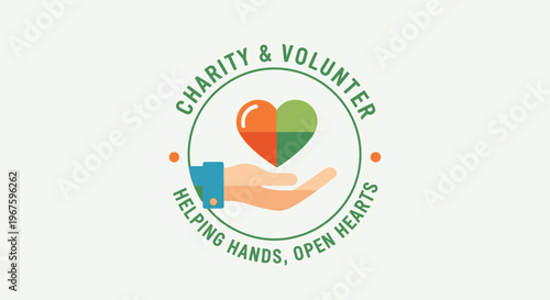 Charity and volunteer helping hands open hearts.