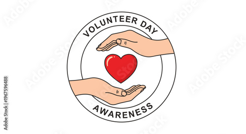 Volunteer Day Awareness Symbol with Heart.
