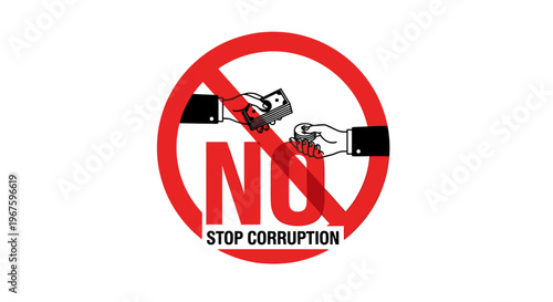 Stop corruption campaign logo with hand gesture.