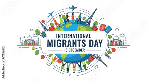 International Migrants Day awareness campaign logo.
