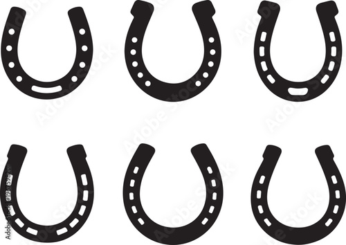 horseshoe silhouette pack monochrome variations for logos and craft use