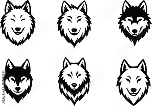 wolf head mascot badge geometric tribal minimal pack