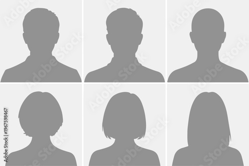 avatar profile placeholders set of headshot silhouettes