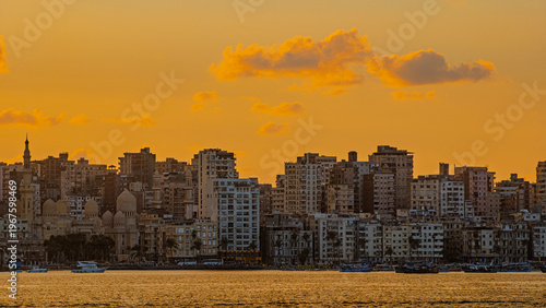 Bild auf Leinwand Alexandria city at sunset, in Egypt