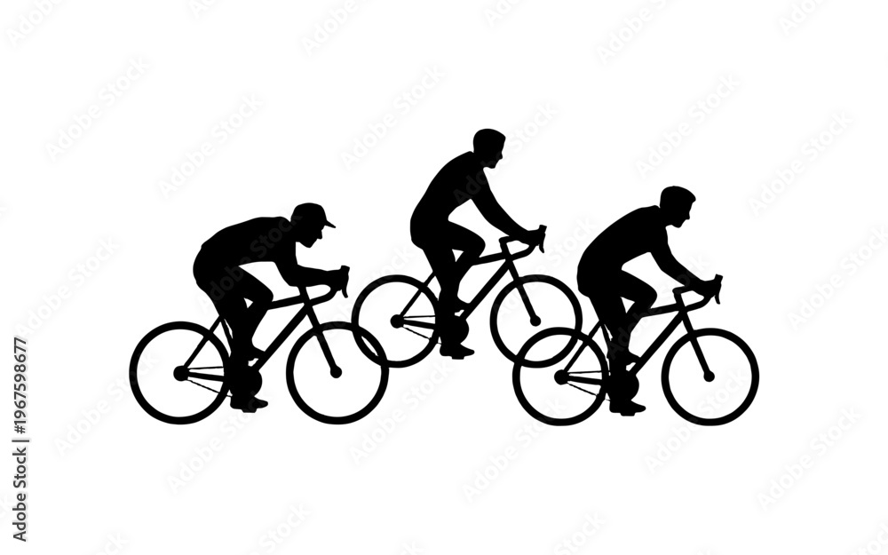 Fototapeta premium Cycling silhouettes of a race in progress.