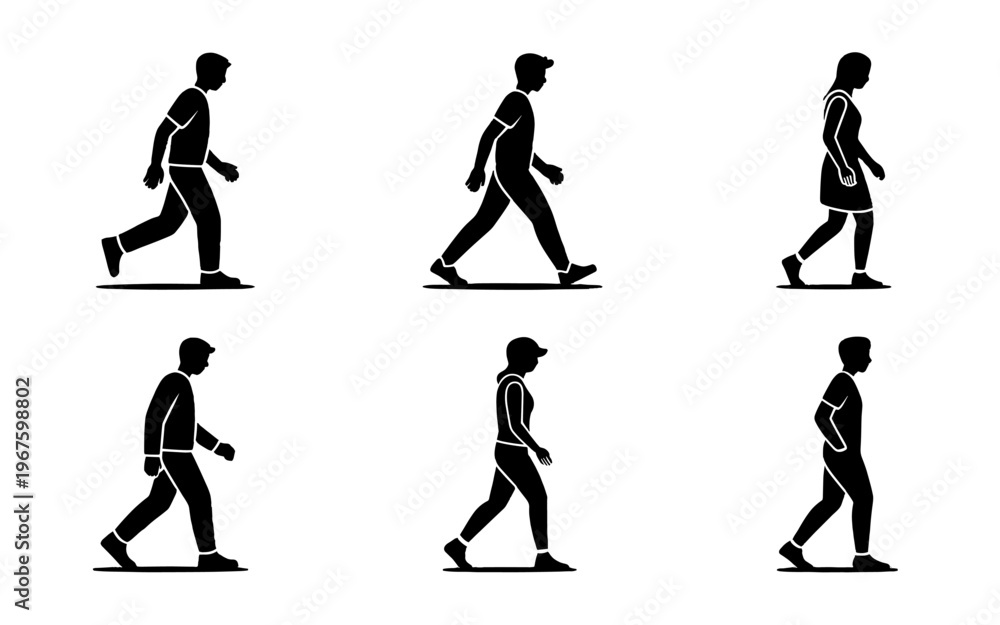 Obraz premium Silhouette illustrations of people walking.