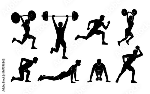 Fitness and Workout Silhouette Illustrations.