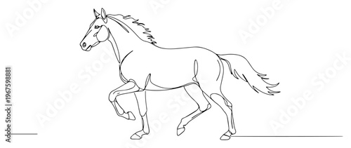 Horse Walking Continuous One Line Drawing Minimalist Animal Sketch for Nature and Logo Design