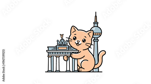 Cute Cat Visiting Berlin Landmarks