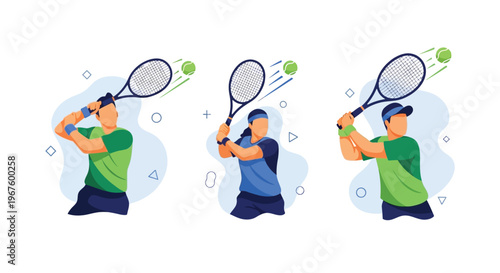 Tennis serve illustration showing different stages of the motion