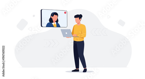 Person on video call with colleague, remote work, online meeting, technology concept