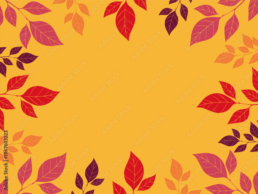 Obraz premium Hello autumn Seasonal Background with Colorful Leaves