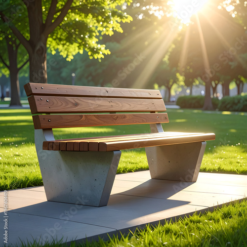 Park Bench in Sunlight - A Moment of Serenity and Reflection.