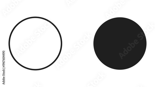 Black and white circle shapes on isolated white background for design