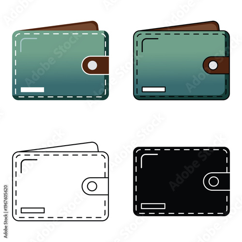 Wallet Icon Set Money Payment Finance Vector Illustration Design