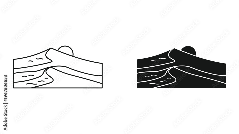 Obraz premium Black and white line art cake icons with different shading styles