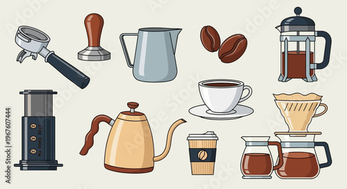 Coffee Making Tools and Accessories: Espresso, French Press, Pour Over, Aeropress, Kettle