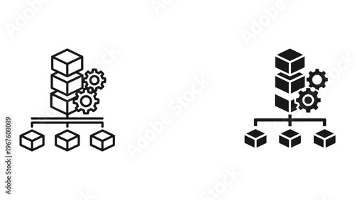 Vector illustration of a rectangle with arrows pointing to it from all sides in black and white
