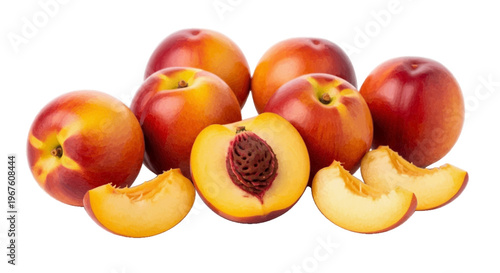 Fresh nectarines on a transparent background