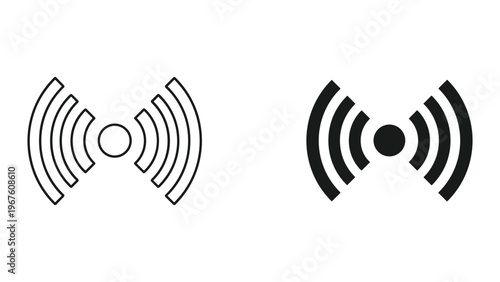 Black and white wifi signal icons with curved lines and circles