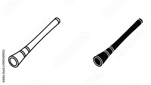 Vector illustration of two baseball bats in black and white isolated on white background