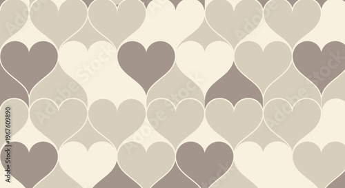 Seamless Pattern of Interlocking Hearts in Neutral Tones