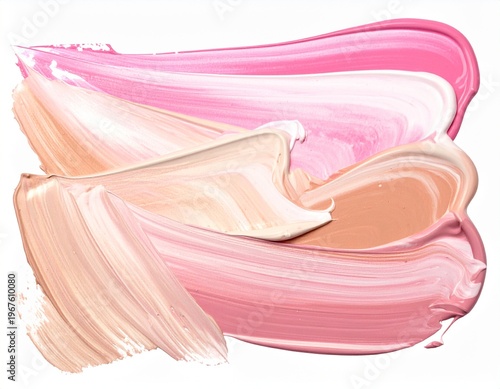 Mistura de tinta acrílica rosa e bege com traços ricos e pigmentos em camadas isolados 