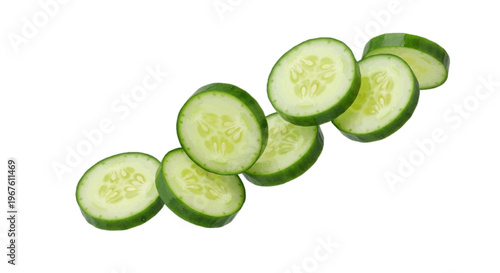 Fresh cucumber slices on a transparent background