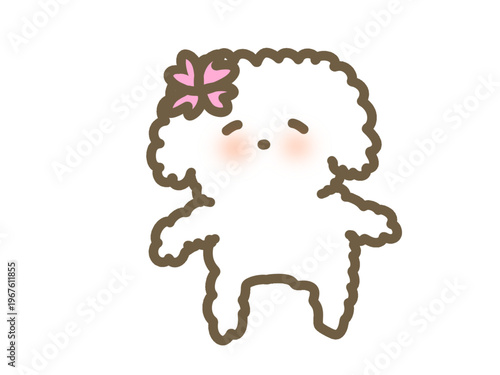 お花をつけたほんわか可愛い犬