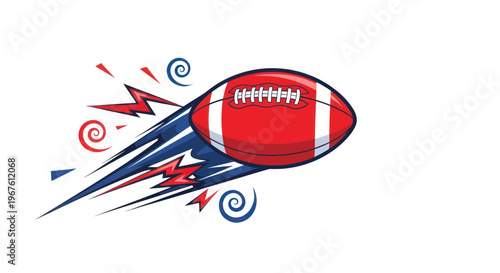 American Football Flying with Speed Lines and Swirls