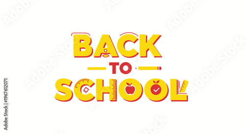 Back to School Text with Apple and Pencil Icons - Education Concept