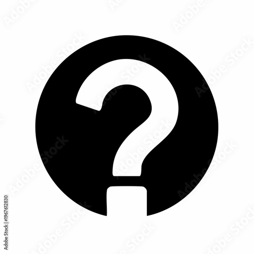 Black and White Question Mark Icon on a Dark Circular Background