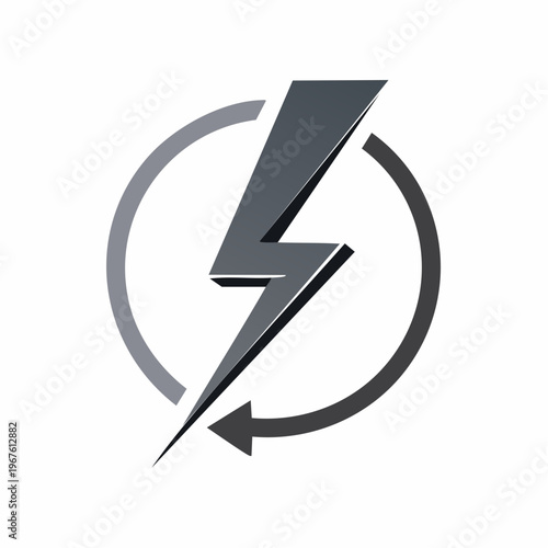 Abstract lightning bolt inside a circle with a rotating arrow