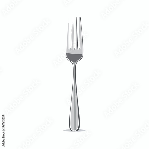 Elegant silver fork illustration on a plain background for dining and tableware.