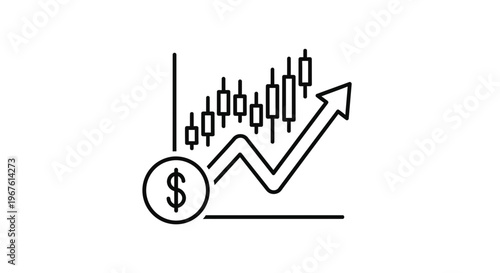 Financial Growth Chart with Dollar Sign and Candlestick Graph
