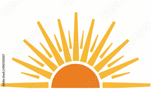 Geometric sun rays semicircle vector with bold radiant beams creating energetic abstract design isolated on white background