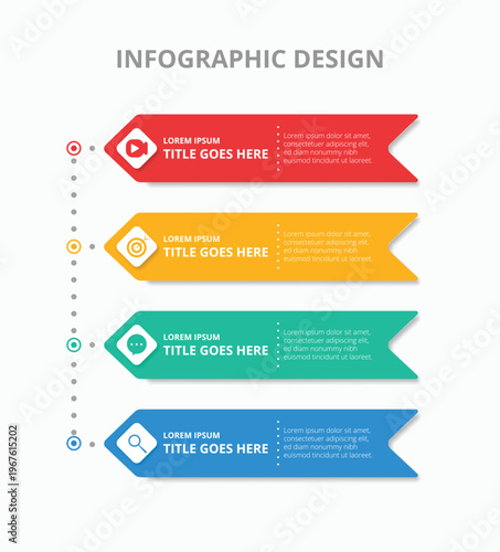 Modern vector design template for infographics with 4 steps or options.