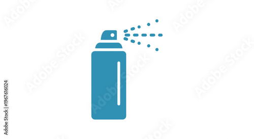 Blue Spray Can Icon with Aerosol Mist Spraying Out