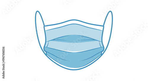 Blue surgical face mask icon, medical protection against viruses and pollution