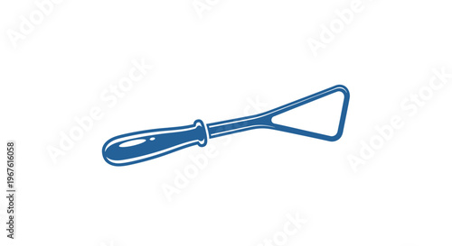 Blue Tongue Scraper Tool with Handle, Oral Hygiene Instrument, Isolated on White Background