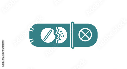 Broken Pill Icon: Medical Error, Drug Misuse, Health Crisis, Pharmaceutical Danger