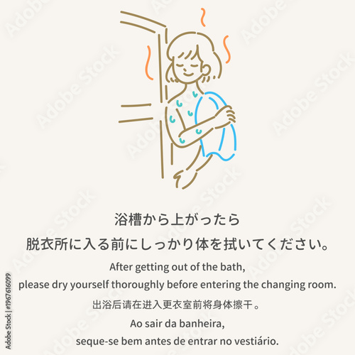 浴槽から上がったら体を拭くマナー 銭湯 温泉 after bath dry yourself before entering changing room public bath manners