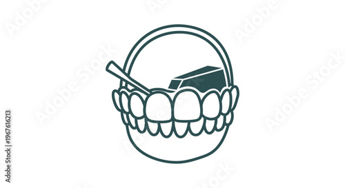 Dental Implant Surgery Concept: Tooth Crown Placement with Surgical Tool