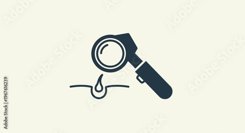 Dermatology Icon: Magnifying Glass Inspecting Skin Pore with Drop