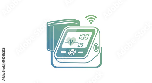 Digital Blood Pressure Monitor with Wi-Fi Symbol, Health Monitoring Device