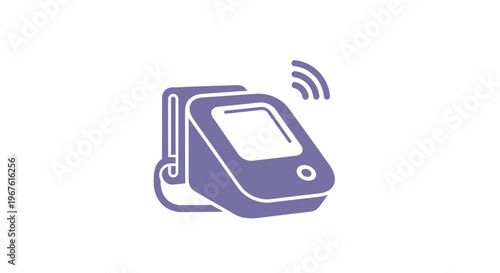 Digital Blood Pressure Monitor with Wireless Signal Icon, Health Technology Concept