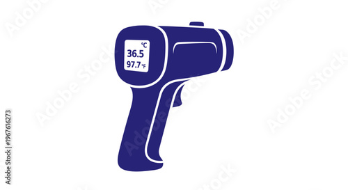 Digital infrared thermometer gun icon, non-contact temperature measurement, health check