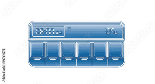 Digital Pill Organizer with Alarm Clock and Timer, Blue Transparent Design