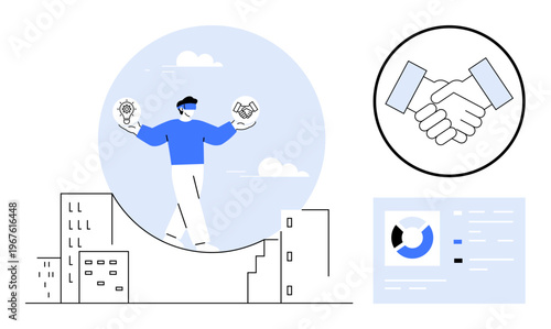 Business concept. Business essentials including innovation, strong partnerships, and data analytics for success. Business highlights teamwork, strategy, and growth. For entrepreneurship, startups